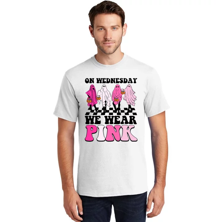 On Wednesday We Wear Pink Ghost Halloween Breast Cancer Tall T-Shirt