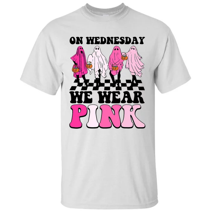 On Wednesday We Wear Pink Ghost Halloween Breast Cancer Tall T-Shirt