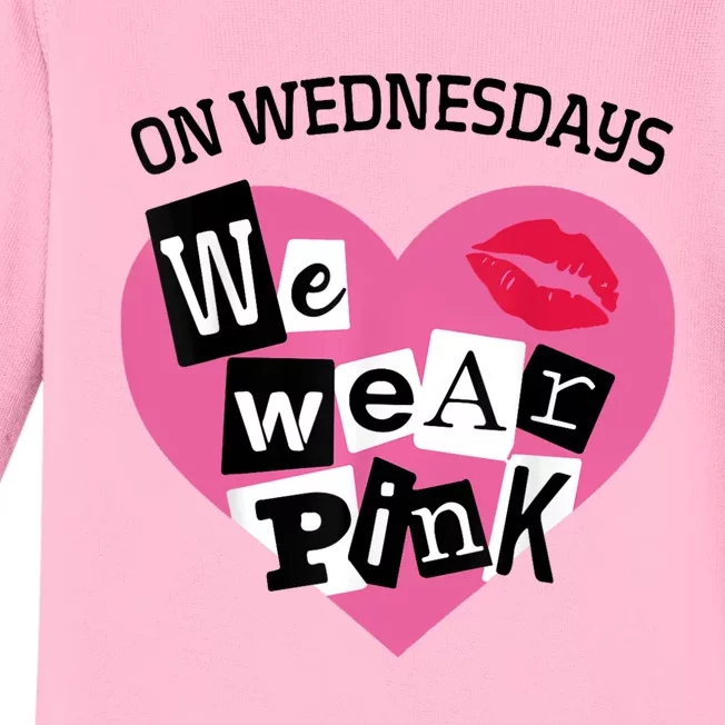 On Wednesday We Wear Pink Funny Valentine Baby Long Sleeve Bodysuit