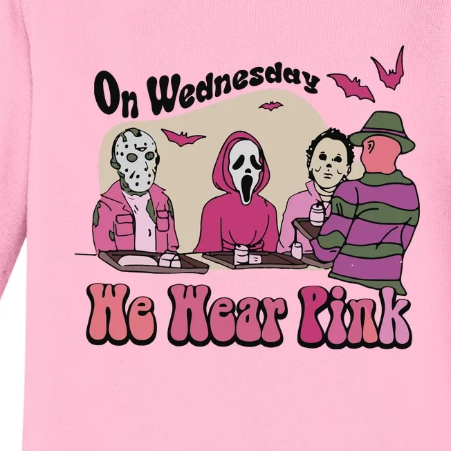 On Wednesday We Wear Pink Halloween Baby Long Sleeve Bodysuit