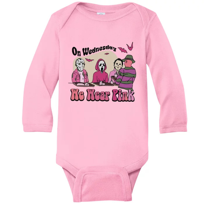 On Wednesday We Wear Pink Halloween Baby Long Sleeve Bodysuit