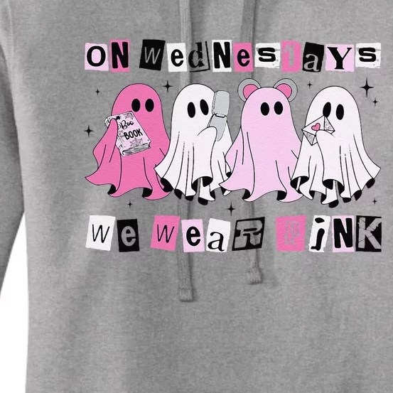 On Wednesday We Wear Cute P.Ink Ghost Halloween Gift Women's Pullover Hoodie