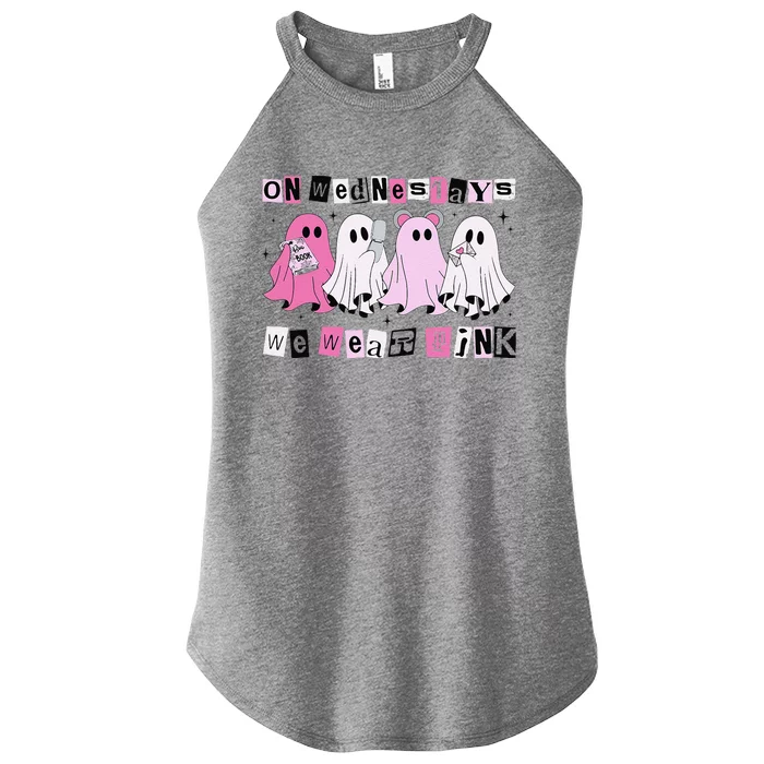 On Wednesday We Wear Cute P.Ink Ghost Halloween Gift Women’s Perfect Tri Rocker Tank