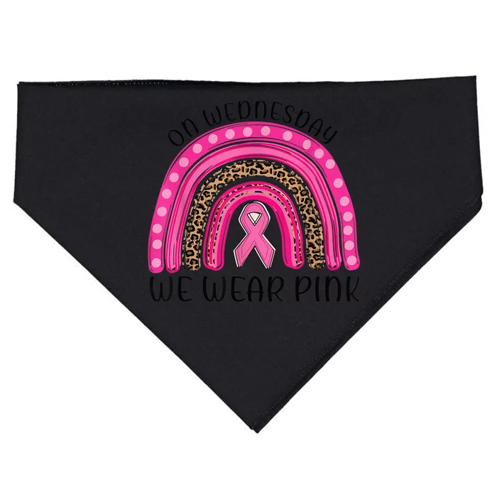 On Wednesday We Wear Pink Rainbow Breast Cancer Fighter USA-Made Doggie Bandana