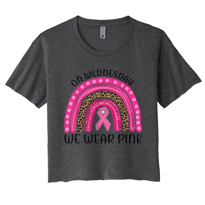 On Wednesday We Wear Pink Rainbow Breast Cancer Fighter Women's Crop Top Tee