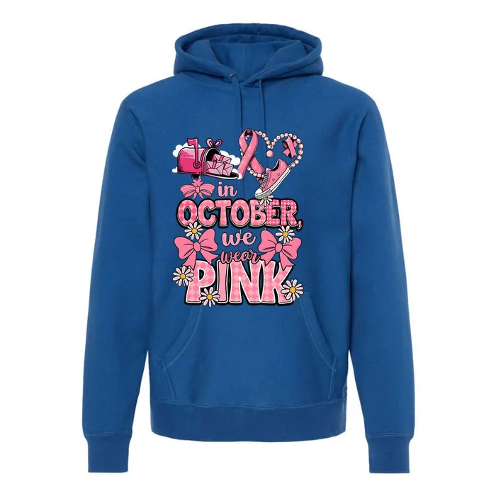 October We Wear Breast Cancer Awareness Postal Worker Premium Hoodie