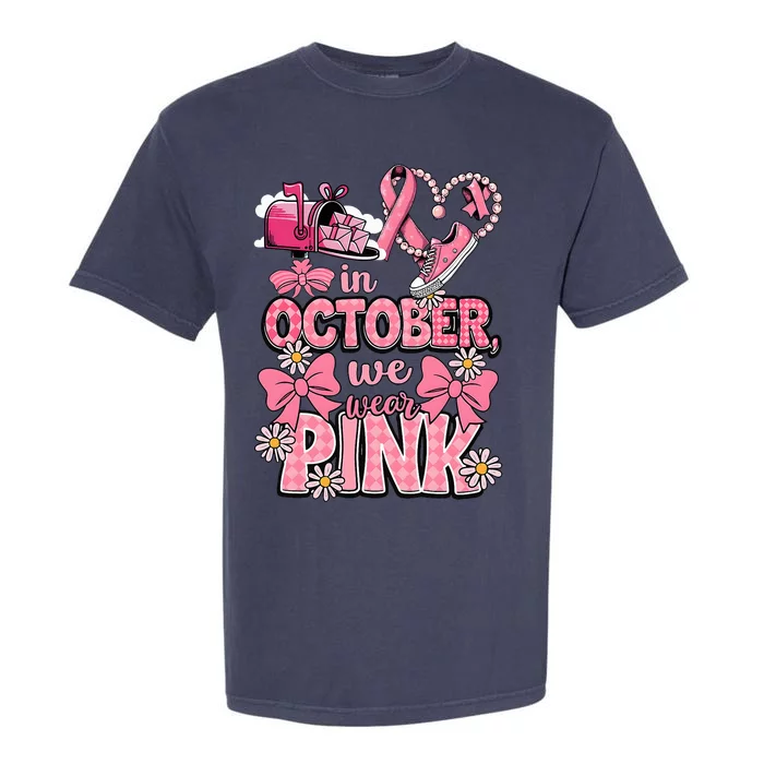 October We Wear Breast Cancer Awareness Postal Worker Garment-Dyed Heavyweight T-Shirt