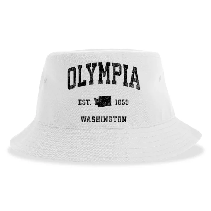 Olympia Washington Wa Vintage Established Athletic Sports Design Sustainable Bucket Hat