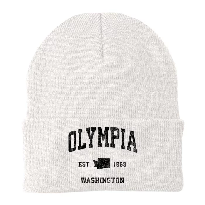 Olympia Washington Wa Vintage Established Athletic Sports Design Knit Cap Winter Beanie