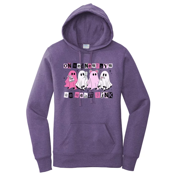 On Wednesday We Wear Cute Ghost Halloween Women's Pullover Hoodie