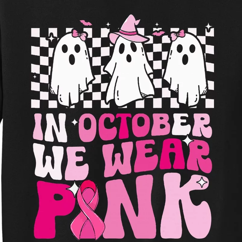 October We Wear Pink Funny Ghost Halloween Breast Cancer Sweatshirt