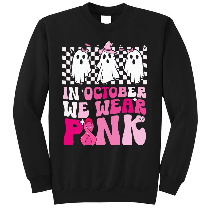 October We Wear Pink Funny Ghost Halloween Breast Cancer Sweatshirt