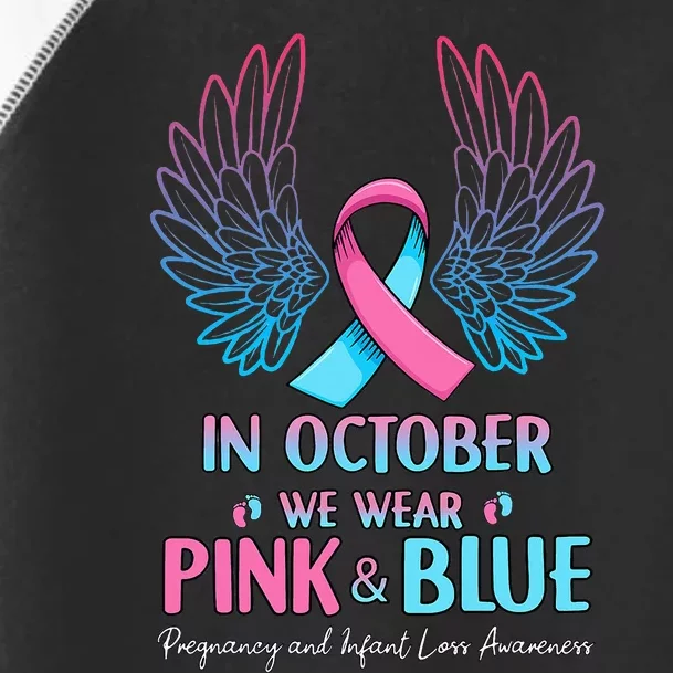 October We Wear Pink Blue Pregnancy Infant Loss Awareness Toddler Fine Jersey T-Shirt