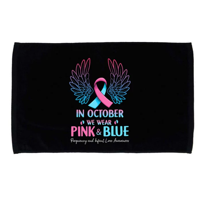 October We Wear Pink Blue Pregnancy Infant Loss Awareness Microfiber Hand Towel