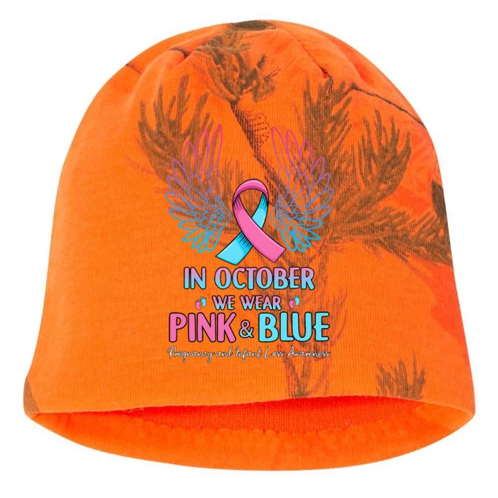 October We Wear Pink Blue Pregnancy Infant Loss Awareness Kati - Camo Knit Beanie