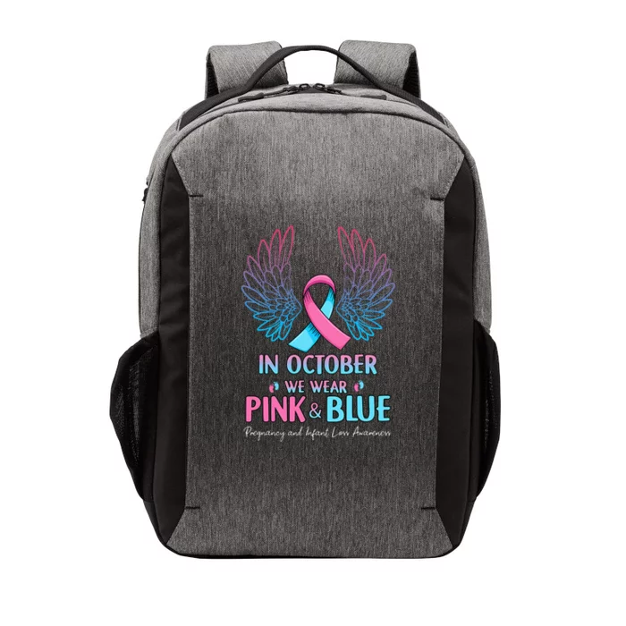 October We Wear Pink Blue Pregnancy Infant Loss Awareness Vector Backpack