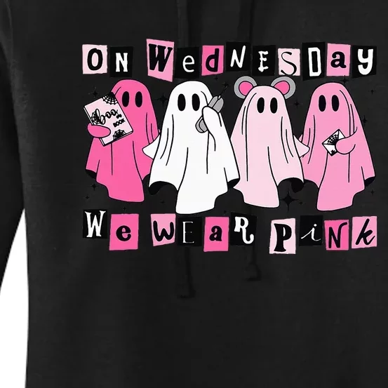 On Wednesday We Wear Cute Ghost Halloween Women's Pullover Hoodie