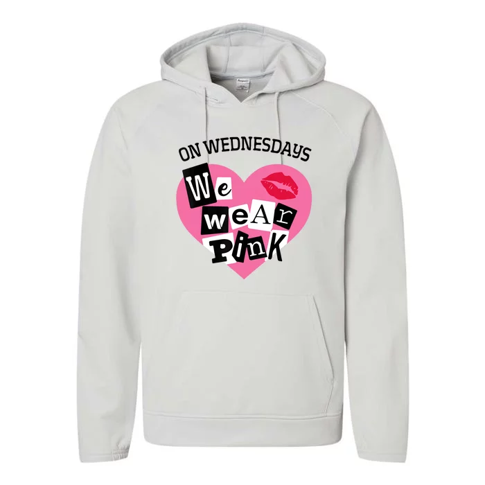 On Wednesday We Wear Pink Funny Valentine Performance Fleece Hoodie