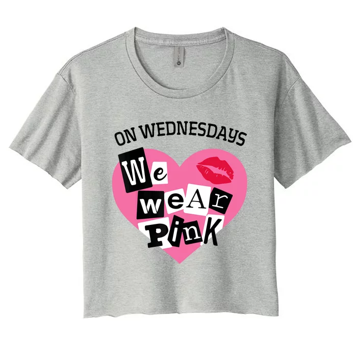 On Wednesday We Wear Pink Funny Valentine Women's Crop Top Tee