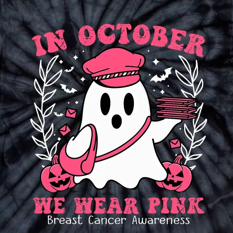 October We Wear Postal Worker Breast Cancer Awareness Tie-Dye T-Shirt