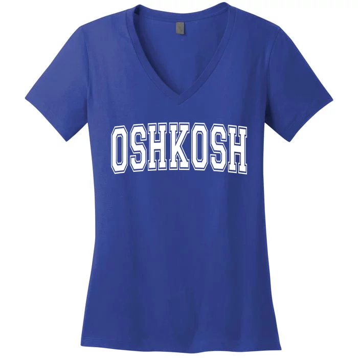 Oshkosh Wi Wisconsin Usa Vintage Sports Varsity Style Gift Women's V-Neck T-Shirt