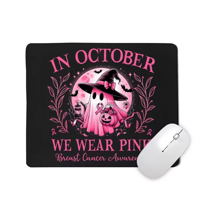 October We Wear Breast Cancer Awareness Halloween Ghost Mousepad