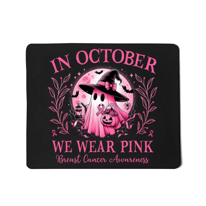 October We Wear Breast Cancer Awareness Halloween Ghost Mousepad