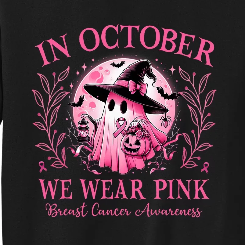 October We Wear Breast Cancer Awareness Halloween Ghost Tall Sweatshirt