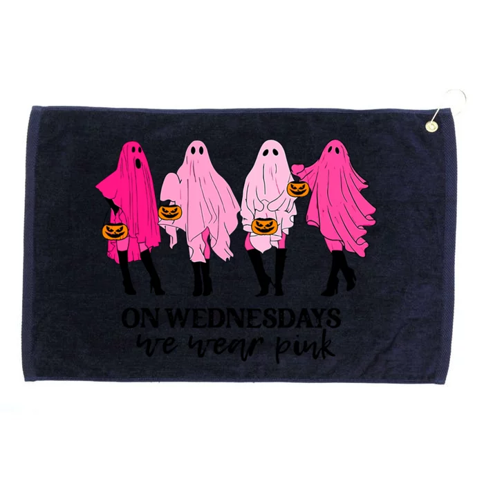 On Wednesday We Wear Pink Ghost Halloween Grommeted Golf Towel