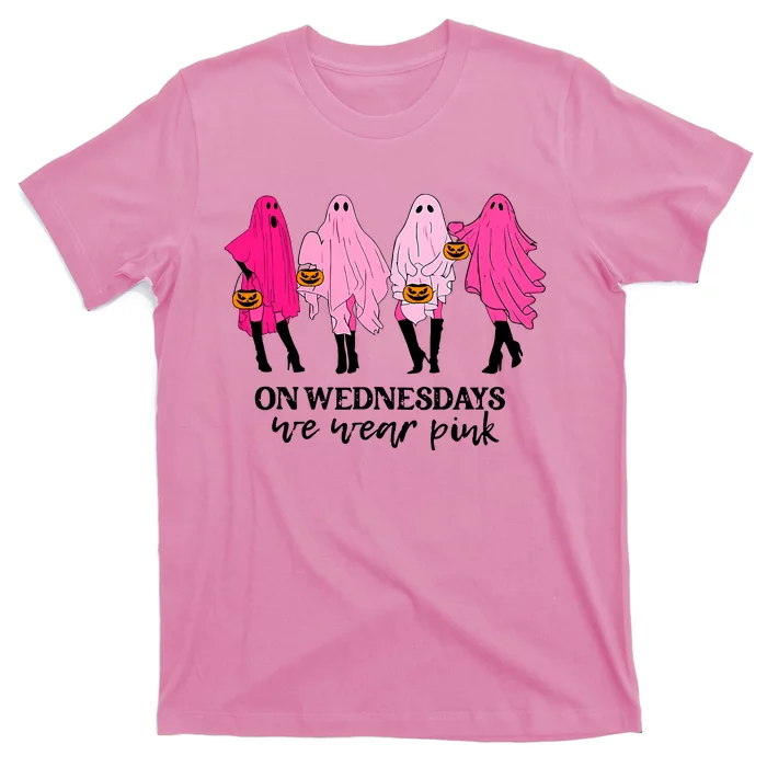 On Wednesday We Wear Pink Ghost Halloween T-Shirt