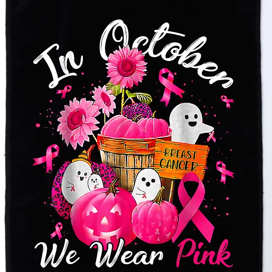 October We Wear Pink Pumpkin Ghost Halloween Breast Cancer Platinum Collection Golf Towel