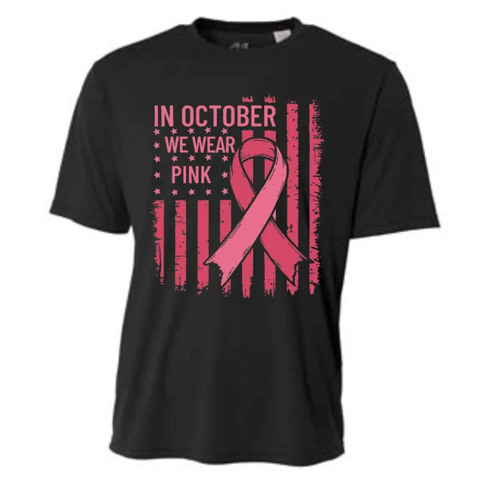 October We Wear P.Ink Breast Cancer Awareness Us Flag Gift Cooling Performance Crew T-Shirt