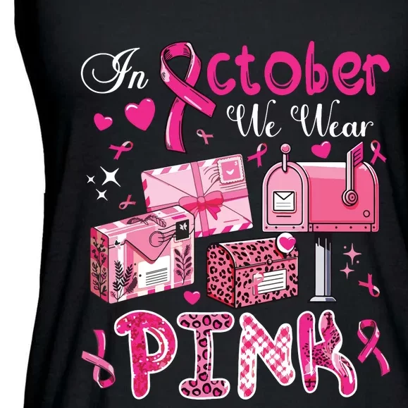 October We Wear Breast Cancer Awareness Postal Worker Ladies Essential Flowy Tank