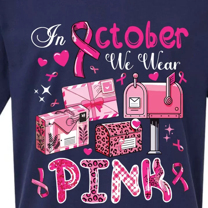 October We Wear Breast Cancer Awareness Postal Worker Sueded Cloud Jersey T-Shirt