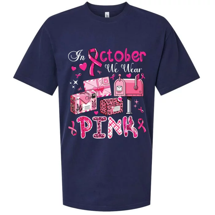 October We Wear Breast Cancer Awareness Postal Worker Sueded Cloud Jersey T-Shirt