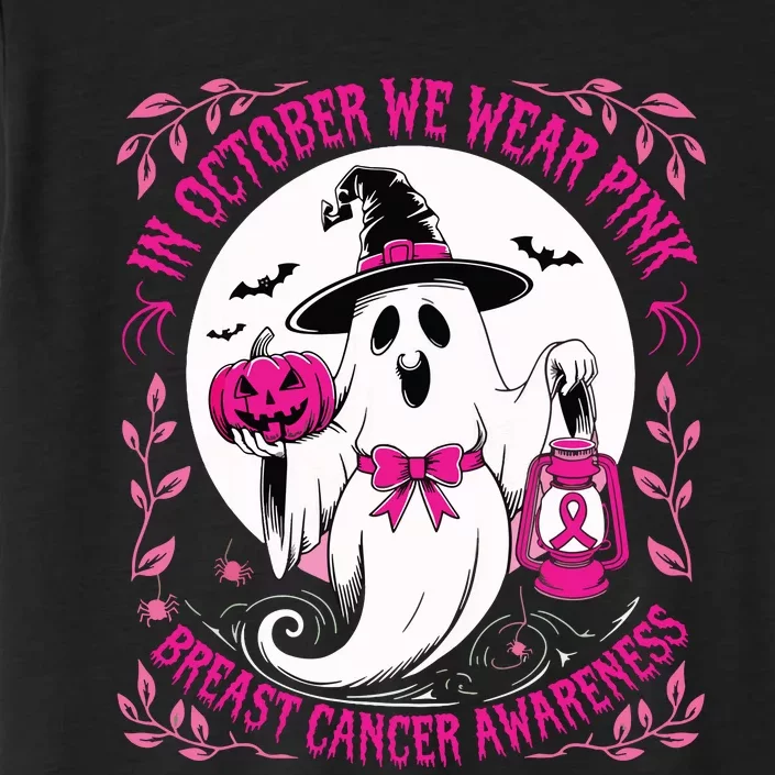 October We Wear Ghost Halloween Pumpkins Breast Cancer ChromaSoft Performance T-Shirt