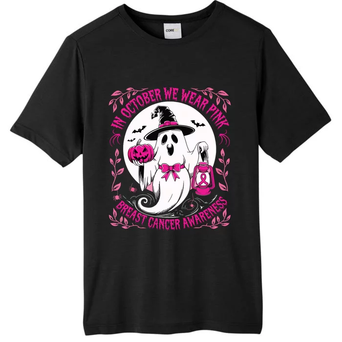 October We Wear Ghost Halloween Pumpkins Breast Cancer ChromaSoft Performance T-Shirt