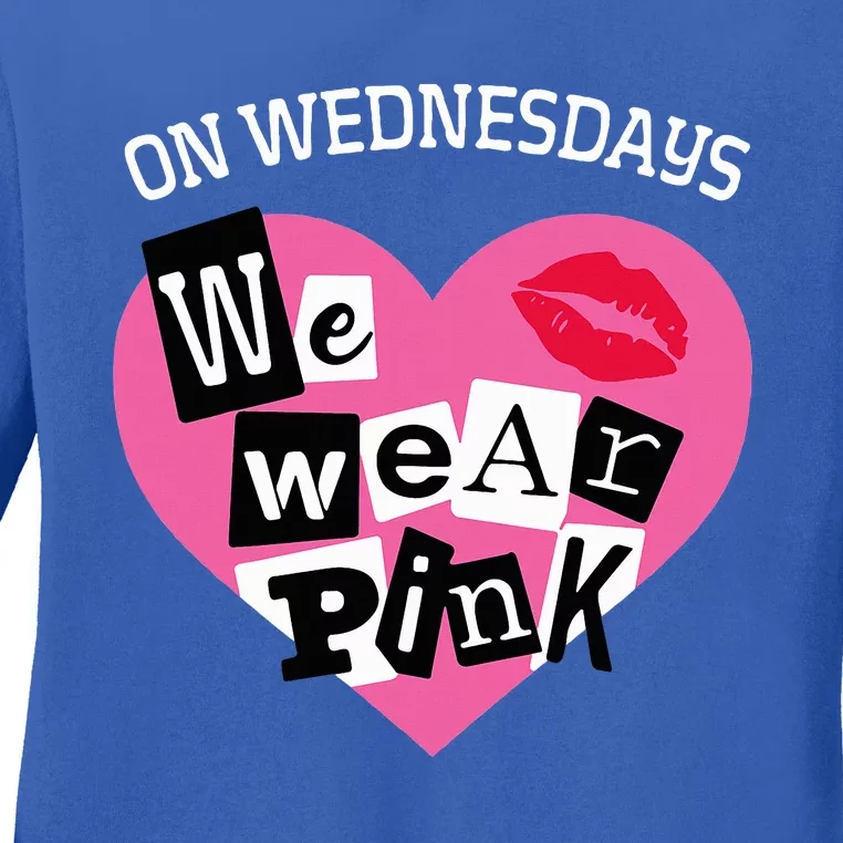 On Wednesday We Wear Pink Funny Valentine Ladies Long Sleeve Shirt