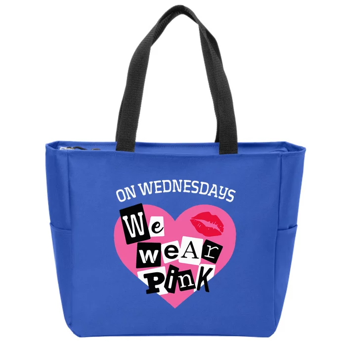 On Wednesday We Wear Pink Funny Valentine Zip Tote Bag