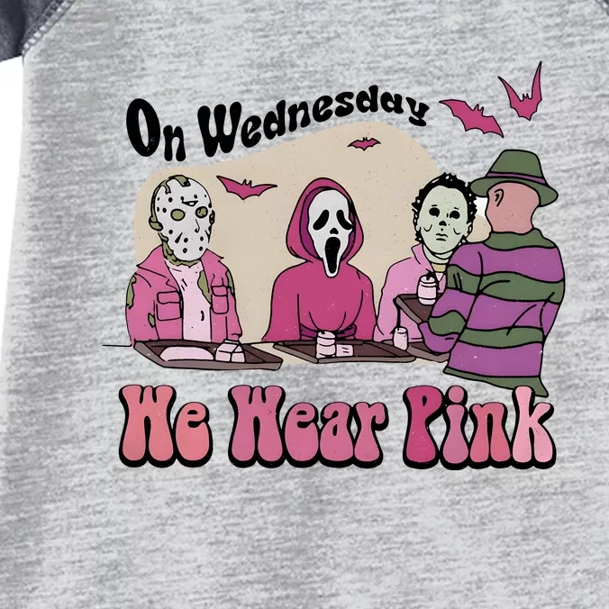 On Wednesday We Wear Pink Halloween Michael Ghostface Voorhees Infant Baby Jersey Bodysuit