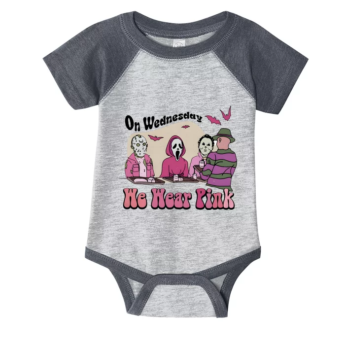 On Wednesday We Wear Pink Halloween Michael Ghostface Voorhees Infant Baby Jersey Bodysuit