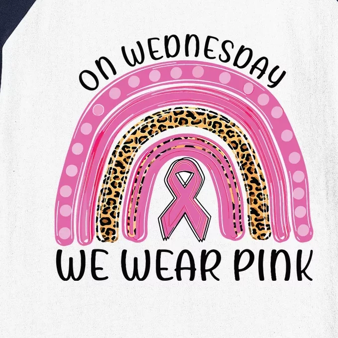 On Wednesday We Wear Pink Rainbow Breast Cancer Fighter Baseball Sleeve Shirt