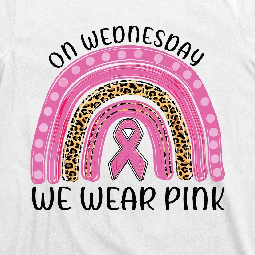 On Wednesday We Wear Pink Rainbow Breast Cancer Fighter T-Shirt