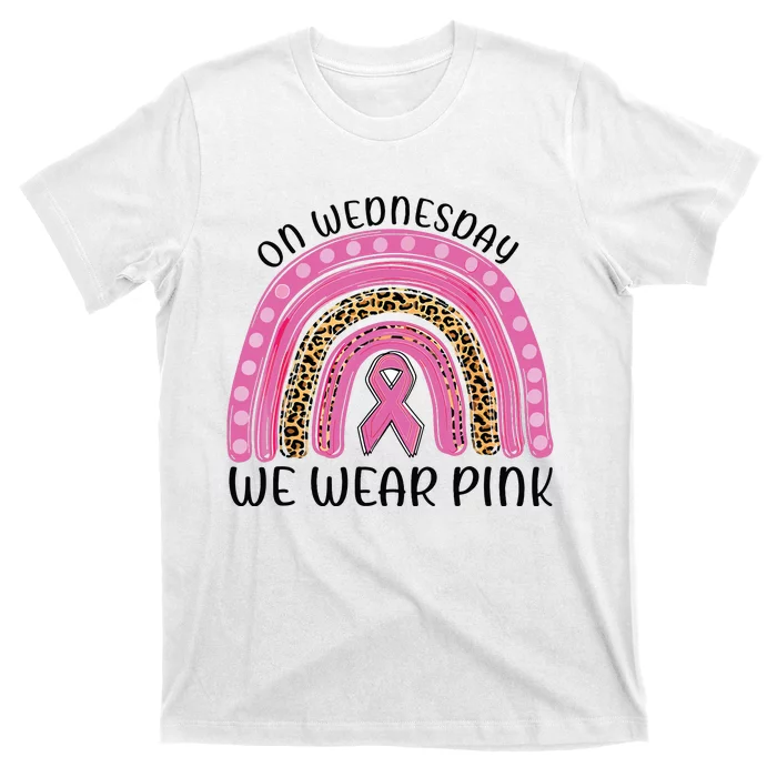 On Wednesday We Wear Pink Rainbow Breast Cancer Fighter T-Shirt