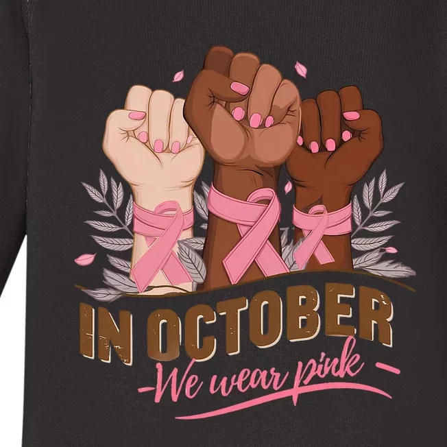 October We Wear P.Ink Halloween Breast Cancer Awareness Baby Long Sleeve Bodysuit