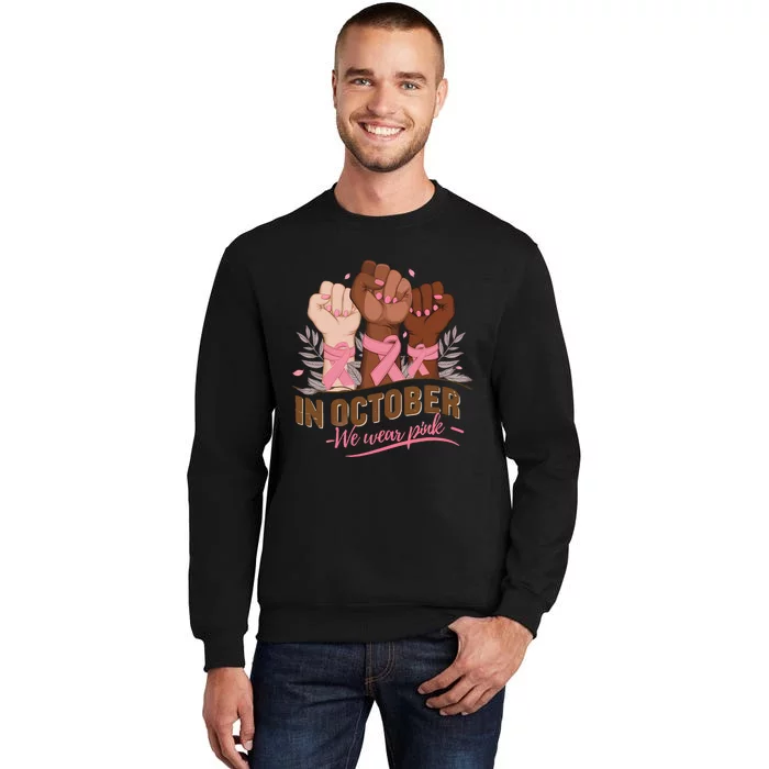 October We Wear P.Ink Halloween Breast Cancer Awareness Tall Sweatshirt