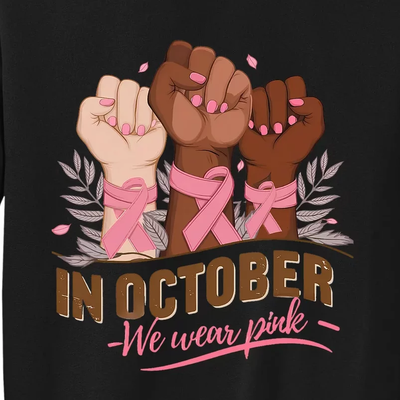 October We Wear P.Ink Halloween Breast Cancer Awareness Tall Sweatshirt