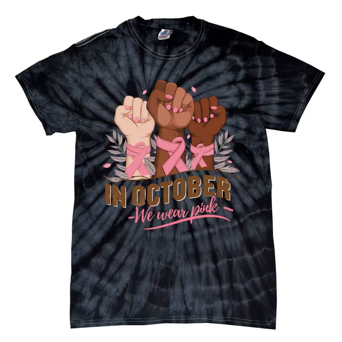 October We Wear P.Ink Halloween Breast Cancer Awareness Tie-Dye T-Shirt