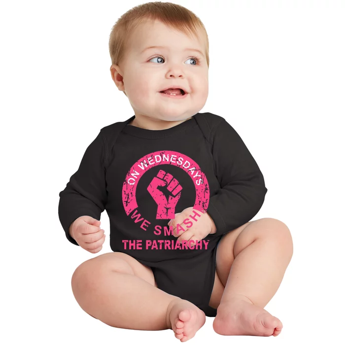 On Wednesdays We Smash The Patriarchy Women Rights Apparel Baby Long Sleeve Bodysuit