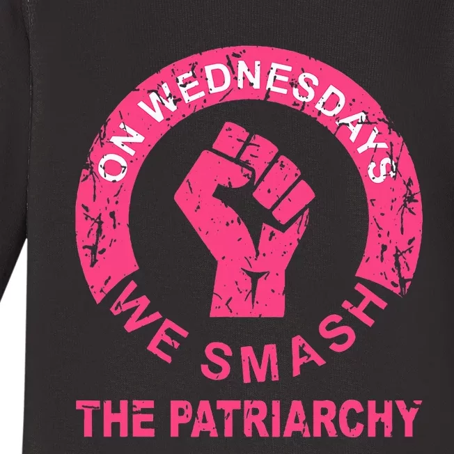 On Wednesdays We Smash The Patriarchy Women Rights Apparel Baby Long Sleeve Bodysuit